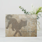 猫のシルエットのフランスのなシャンデリアの大人のパーティー 招待状 (スタンド正面)