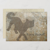 猫のシルエットのフランスのなシャンデリアの大人のパーティー 招待状 (正面/裏面)