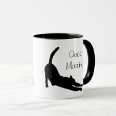 猫のシルエットのマグの伸張 マグカップ (正面右)