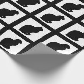 猫のシルエットの包装紙の黒のボーダー ラッピングペーパー (角)