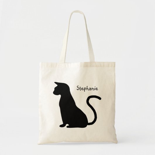 猫のシルエットデザイン トートバッグ (正面)