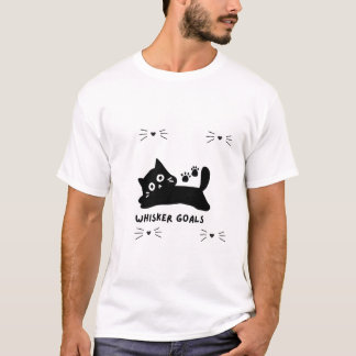 猫のシルエットデザイン Tシャツ