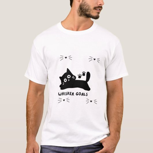 猫のシルエットデザイン Tシャツ (正面)