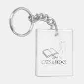 猫のシルエット読の雰囲気 キーホルダー (正面左)