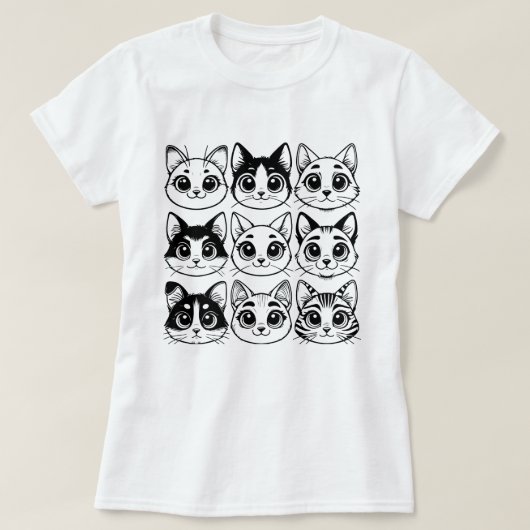 猫のシルエット集 Tシャツ (デザイン正面)