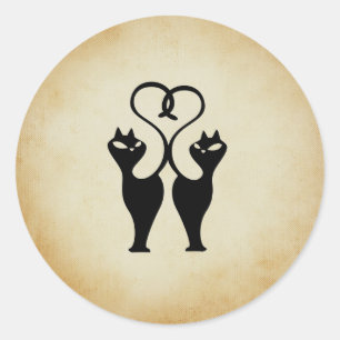 猫のシルエット2 ラウンドシール
