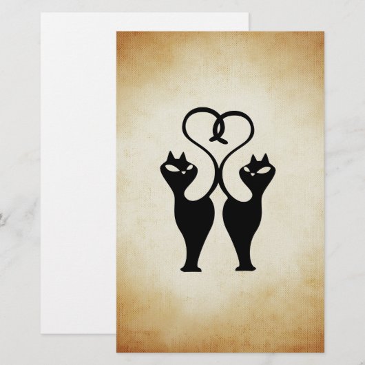 猫のシルエット2 便箋 (正面/裏面)