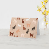 猫のシルエット カード (黄色い花)