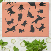 猫のシルエット キッチンタオル (折り畳み)