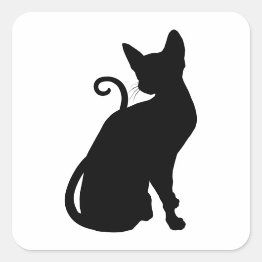 猫のシルエット スクエアシール (正面)