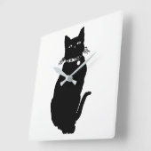 猫のシルエット スクエア壁時計 (傾斜)
