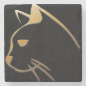猫のシルエット ストーンコースター (正面)