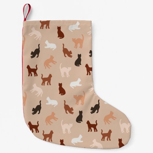 猫のシルエット スモールクリスマスストッキング (正面)