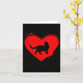 猫のシルエット ハート型 バレンタイン 猫好き カード (黄色い花)