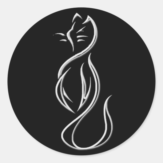 猫のシルエット ラウンドシール (正面)