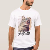 猫のシンプルタイポグラフィモダン名と写真 Tシャツ (正面)