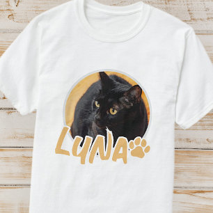 猫のシンプルタイポグラフィモダン名の写真 Tシャツ