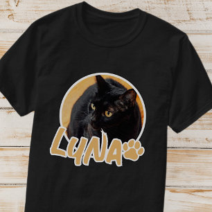 猫のシンプルタイポグラフィモダン名の写真 Tシャツ