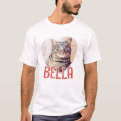 猫のシンプルハートモダン名と写真 Tシャツ (正面)
