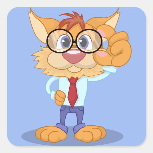 猫のシールが見える スクエアシール (正面)