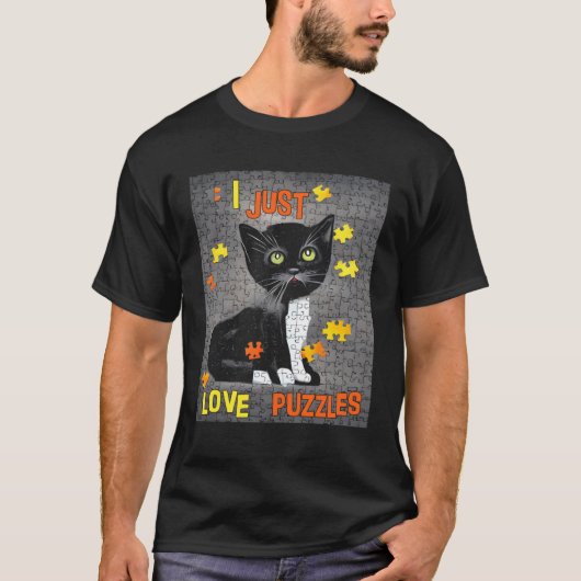 猫のジグソーパズル ラブ Tシャツ (正面)