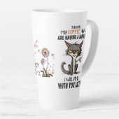 猫のジョークを真似たメンタルヘルス カフェラテマグ (右アングル)