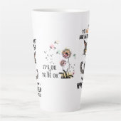 猫のジョークを真似たメンタルヘルス カフェラテマグ (正面)