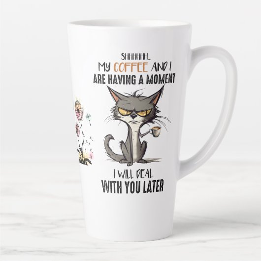 猫のジョークを真似たメンタルヘルス カフェラテマグ (右)