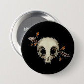 猫のスカルはコレクションの骨を抜きます 缶バッジ (正面&裏面)