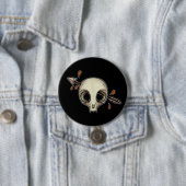 猫のスカルはコレクションの骨を抜きます 缶バッジ (インサイチュ)