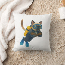 猫のスキューバダイバーが海でダイビングする