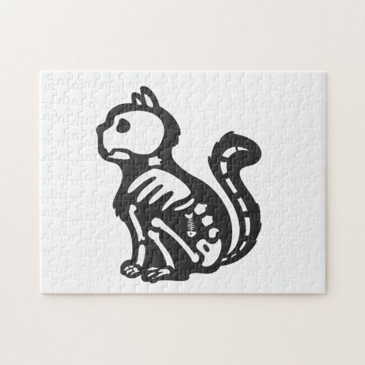 猫のスケルトン漫画のシルエット – バックカラーを選択 ジグソーパズル (横)