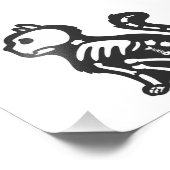 猫のスケルトン漫画のシルエット – バックカラーを選択 フォトプリント (角)