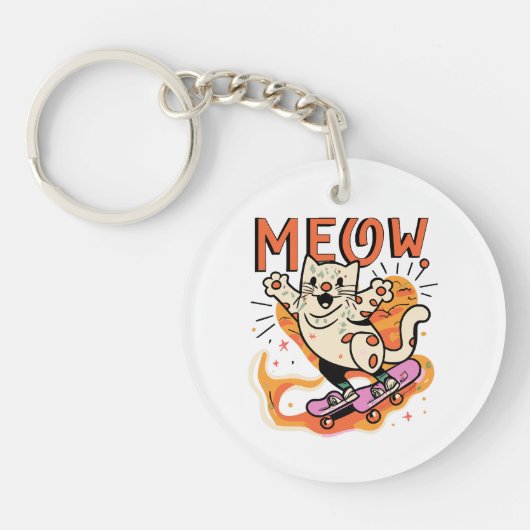 猫のスケート キーホルダー (正面)