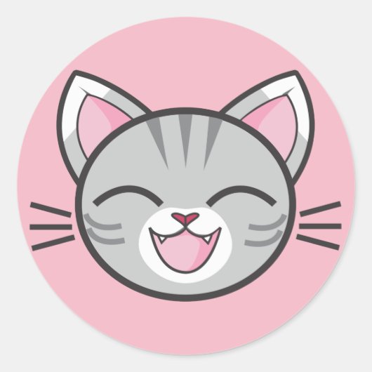 猫のステッカーが大好き ラウンドシール (正面)