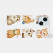 猫のステッカーパターンiPhone 15ケース iPhone 15ケース (裏面横)