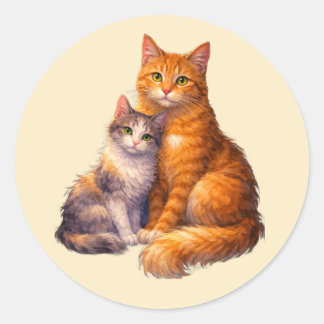 猫のステッカー2枚セット ラウンドシール