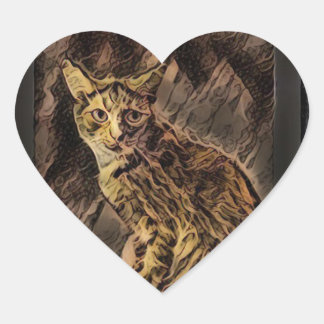 猫のステッカー ハートシール