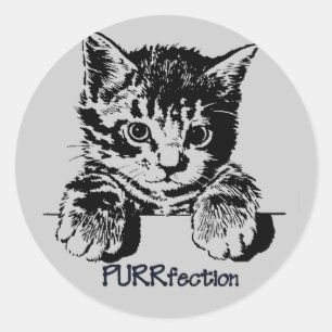 猫のステッカーPurrfection ラウンドシール