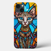猫のステンドグラス 虹色 ユニークなデザイン Case-Mate iPhoneケース (裏面)
