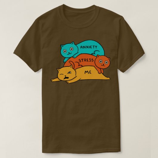 猫のストレスと不安 Tシャツ (デザイン正面)