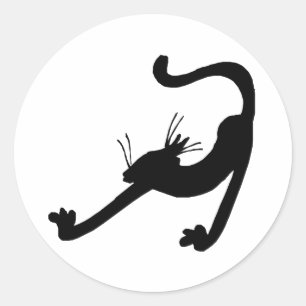 猫のストレッチシルエット ラウンドシール