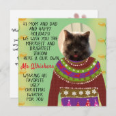 猫のスネークパーソナライズされたクリスマスフラットカード (正面/裏面)