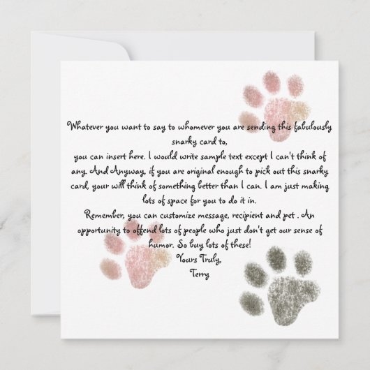 猫のスネークパーソナライズされたクリスマスフラットカード (裏面)