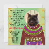 猫のスネークパーソナライズされたクリスマスフラットカード (正面)