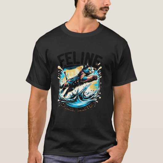 猫のスプラッシュマスター 楽しい猫のミームシャワー 猫好き Tシャツ (正面)