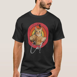 猫のセルフィーと丸い虹 Tシャツ