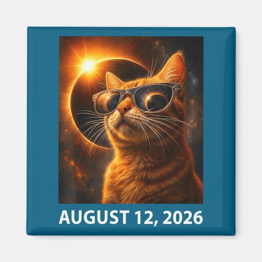 猫のセルフィー完全日食2026年8月12日 202 マグネット (正面)