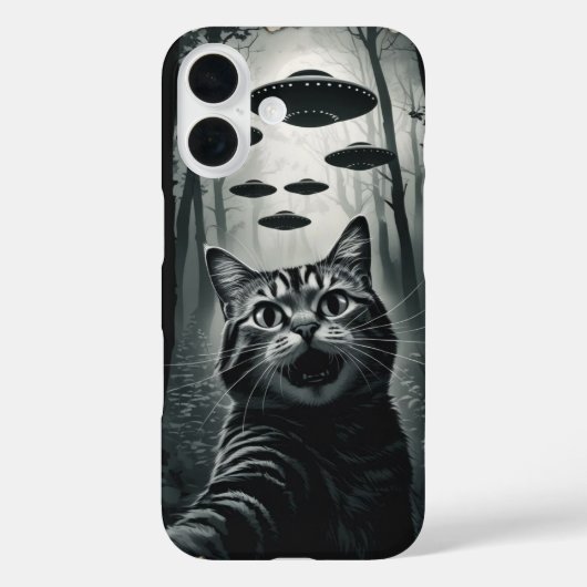 猫のセルフィーUFO誘拐: ネコとエイリアンの遭遇 Case-Mate iPhoneケース (裏面)