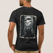 猫のセルフィーUFO誘拐: ネコ型宇宙人との遭遇 Tシャツ (裏面)